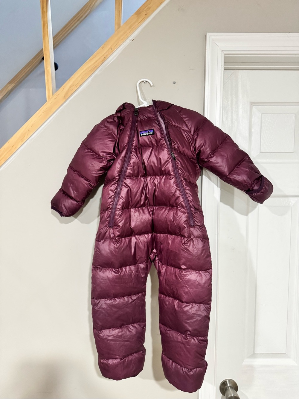Patagonia Kids Burgundy One-Piece Puffer Snowsuit